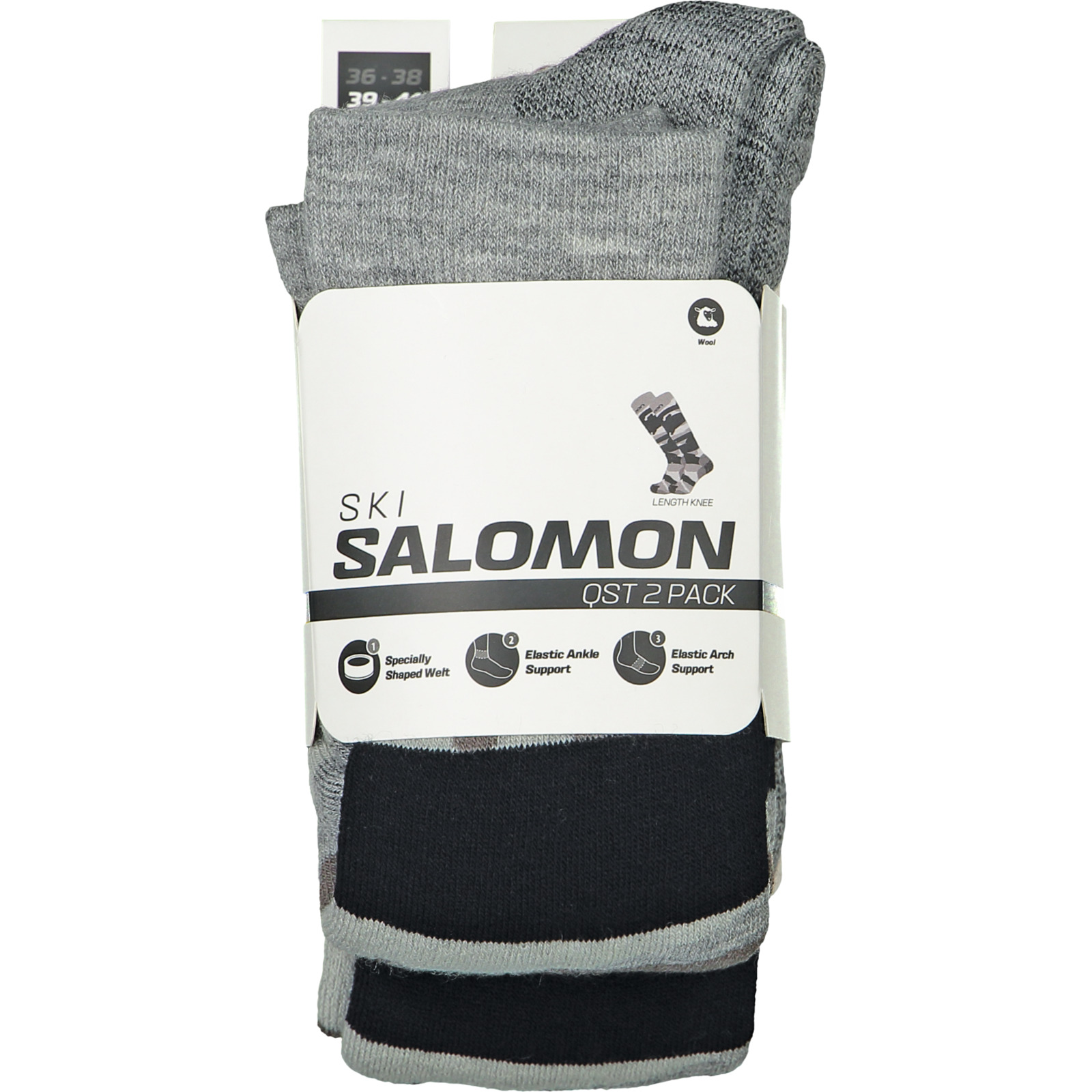 Salomon Unisex-Skisocken Camo, 2 Paar 36-38, schwarz
