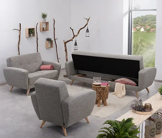 3-Sitzer-Schlafsofa »Justus« in grau meliertem Webstoff