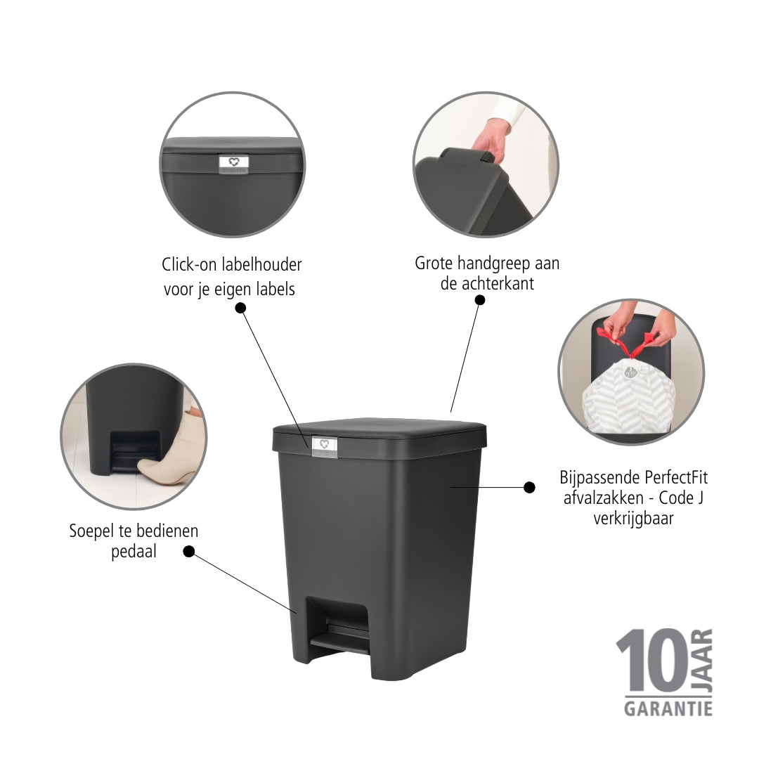 Brabantia StepUp Pedaalemmer - 25 L - Dark Grey