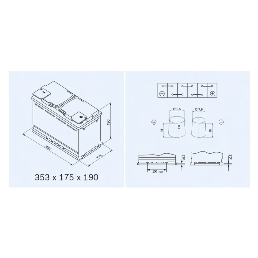 Bilbatteri AGM 95 Ah