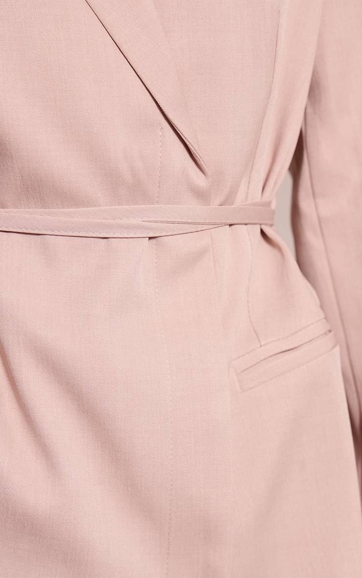 Gris Pierre Robe Blazer Tissée Avec Ceinture
