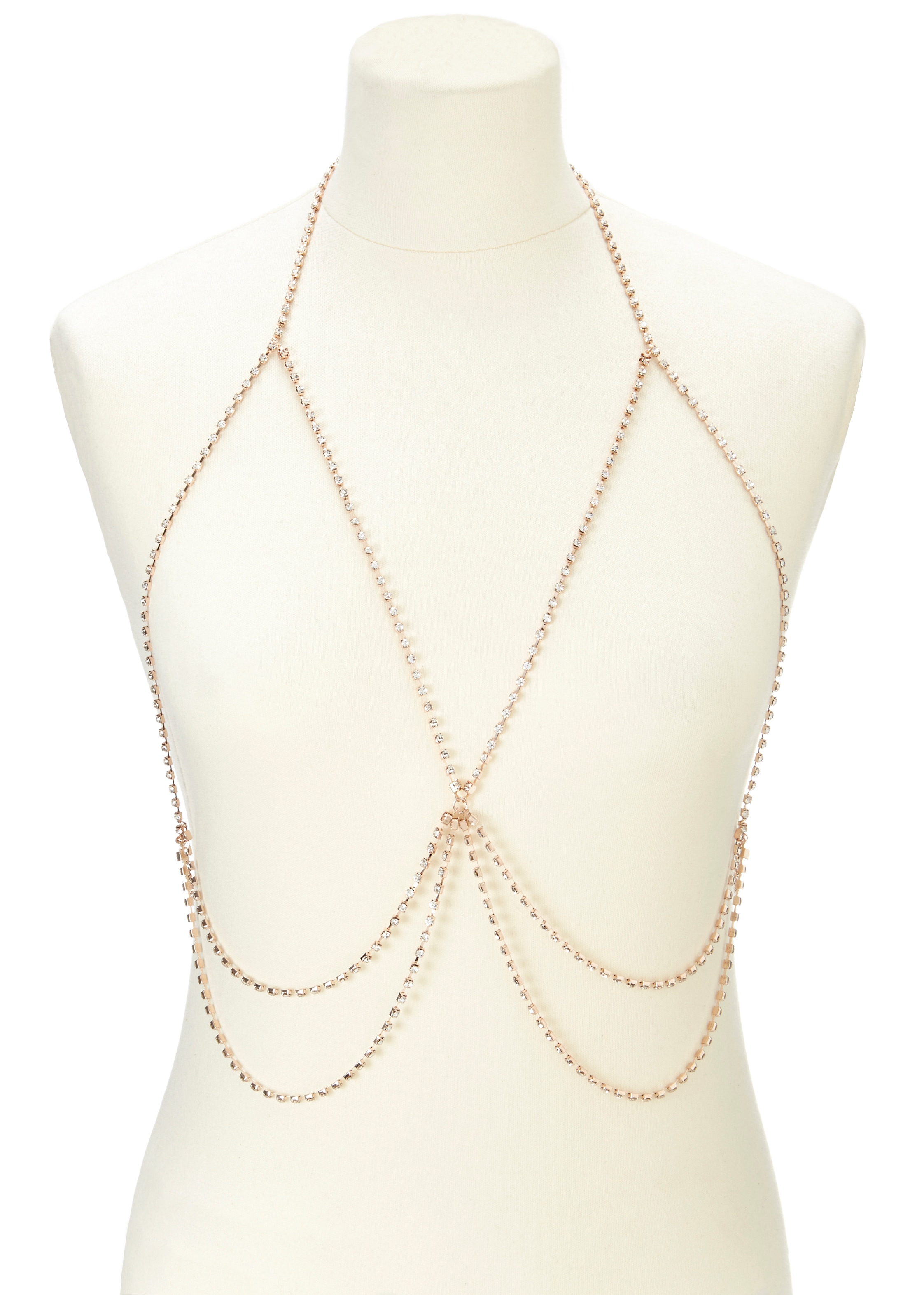 LASCANA Lange Kette mit Strass, Körperkette, Kettengürtel, Bikinikette, Halskette