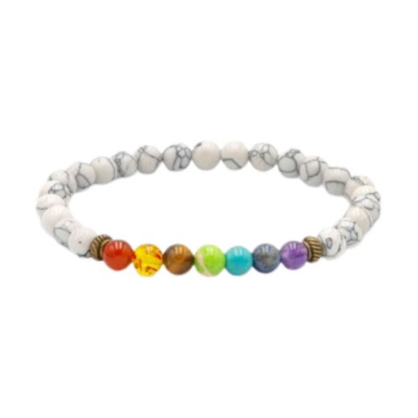 Awartisan Pulseira Chakras Howlite Branca 6mm