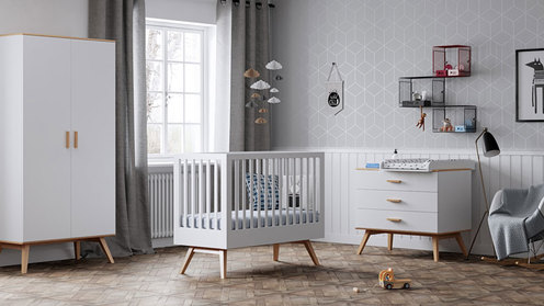 Chambre NAUTIS lit 70x140 commode armoire blanc - VOX