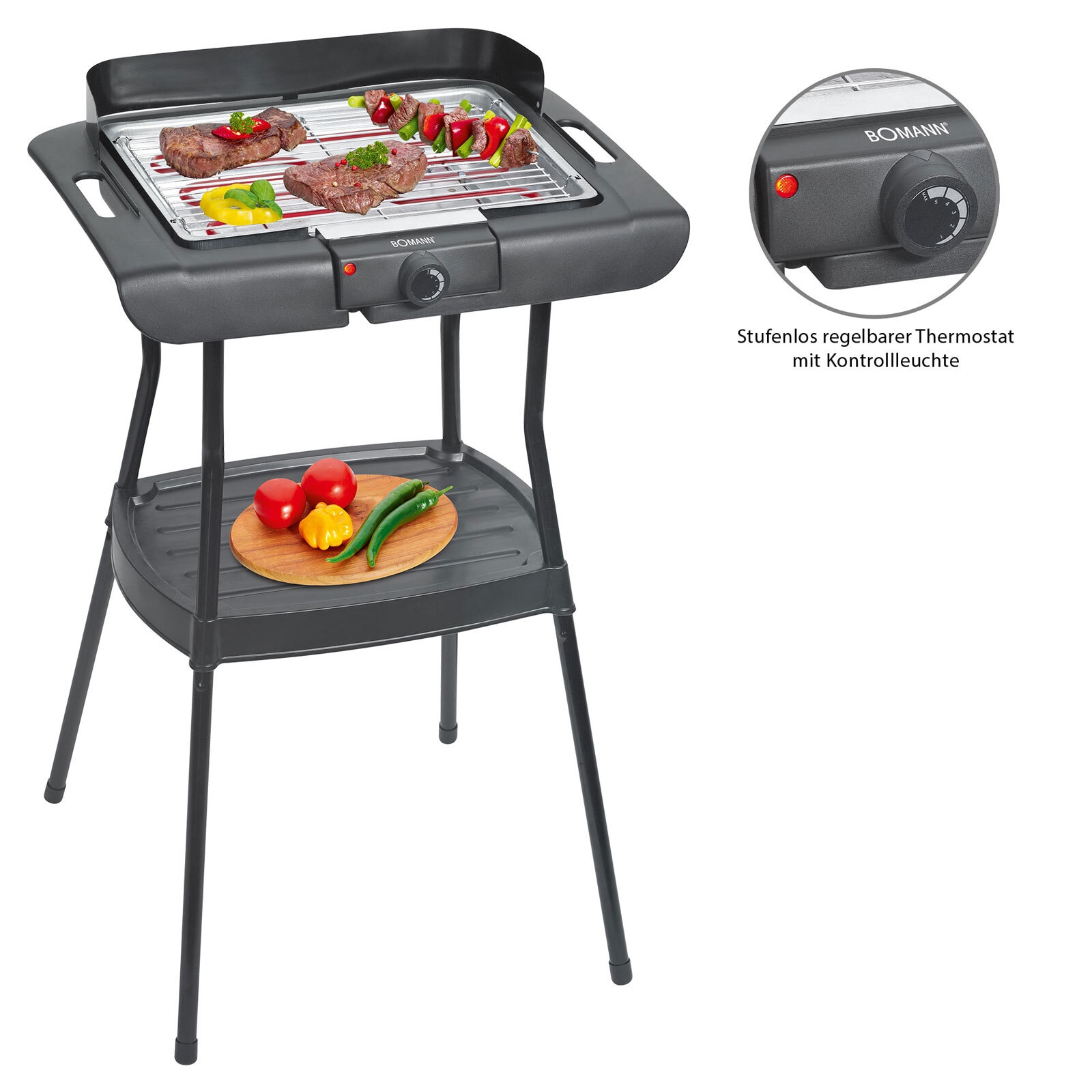 Standgrill 2000 Watt ca. 35 x 24 cm Bomann BQS 2244