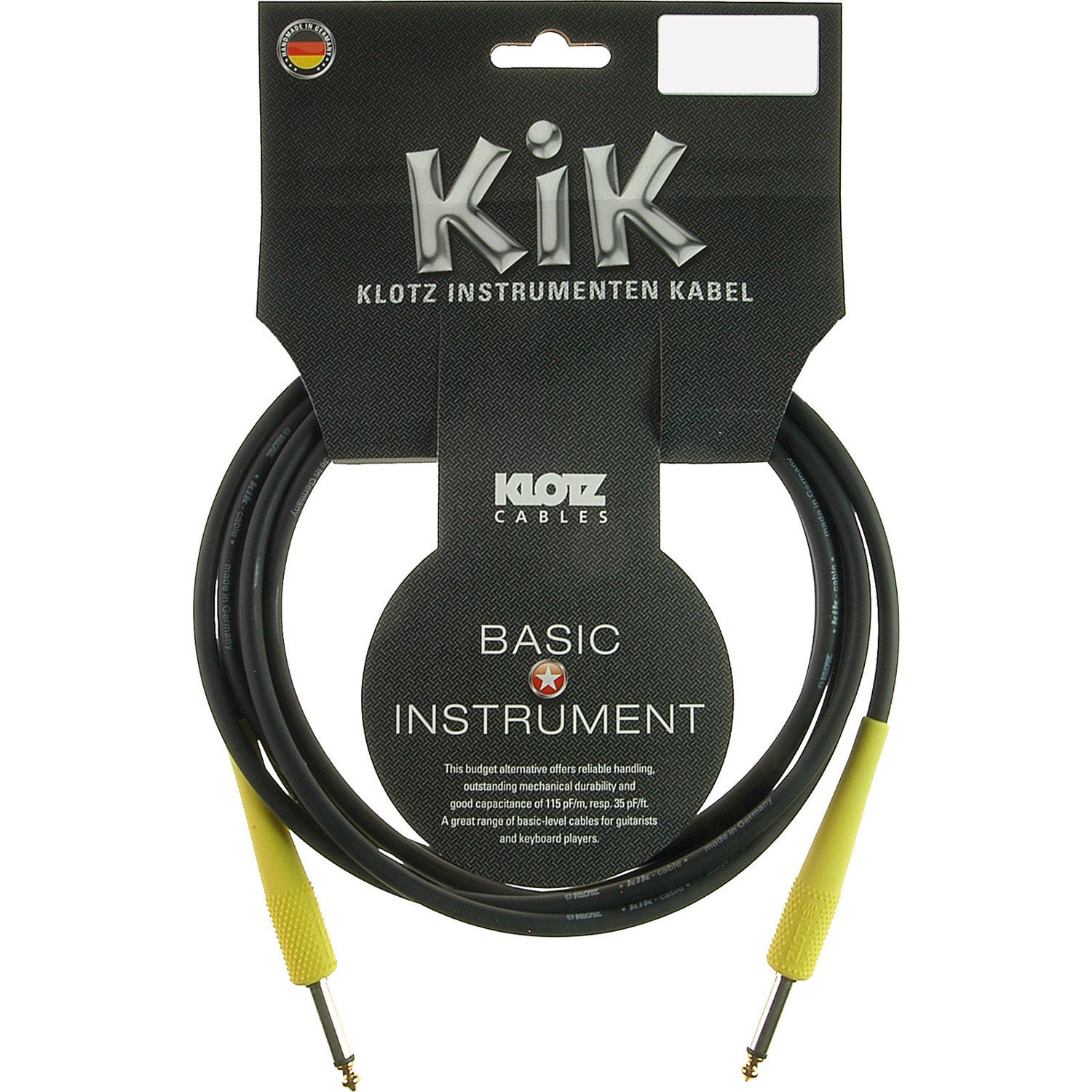 Klotz KIKC3.0PP5 jack 2p - jack 2p 3 meter instrumentenkabel