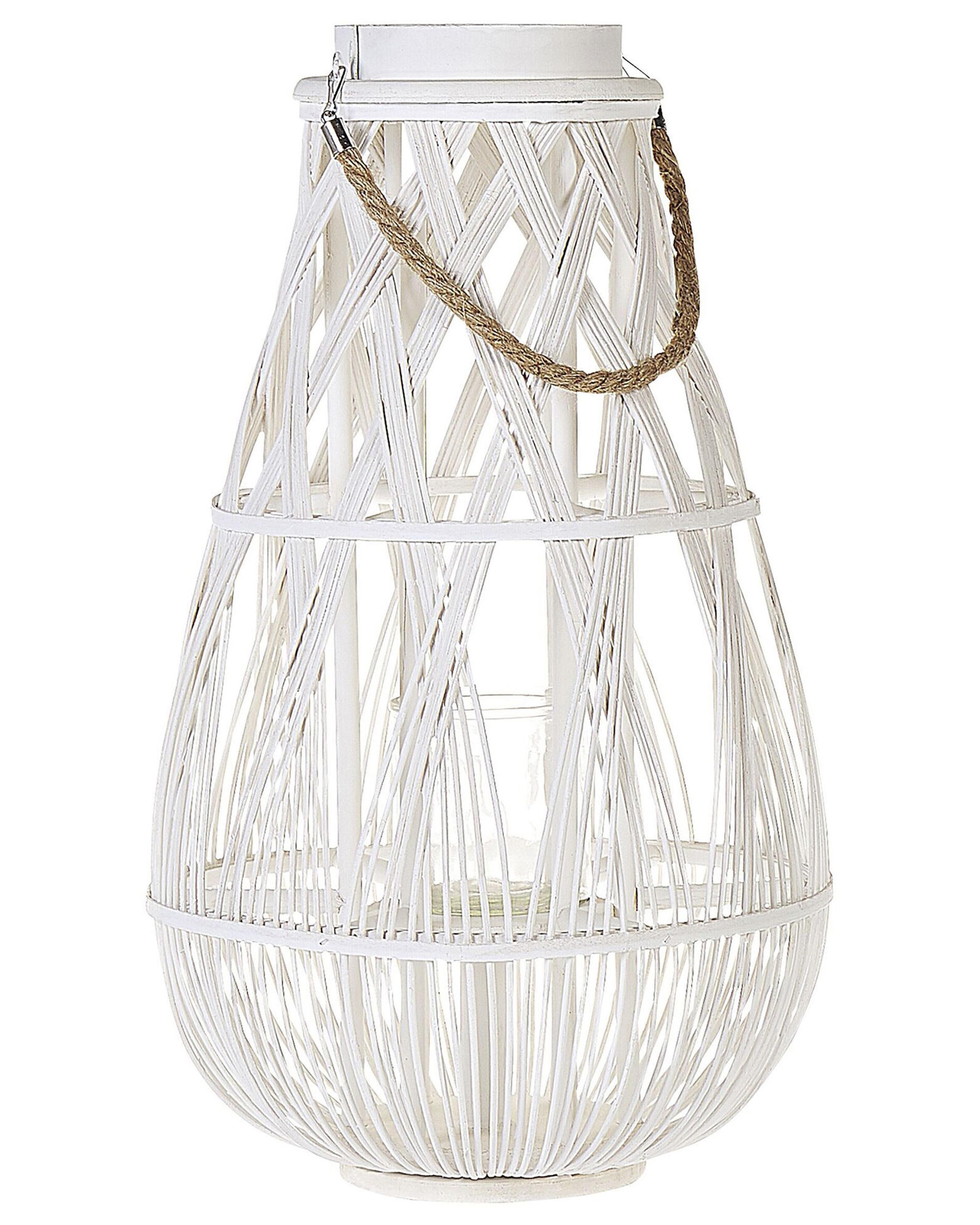 Lantaarn TONGA Bamboehout 56 cm Wit