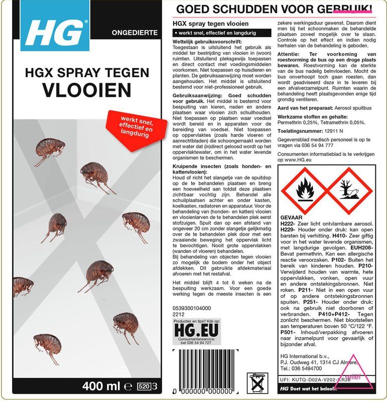 HGX - Spray tegen Vlooien - 400ml - Metaal