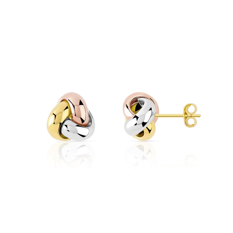 Boucles d'oreilles or 375 3 tons noeuds