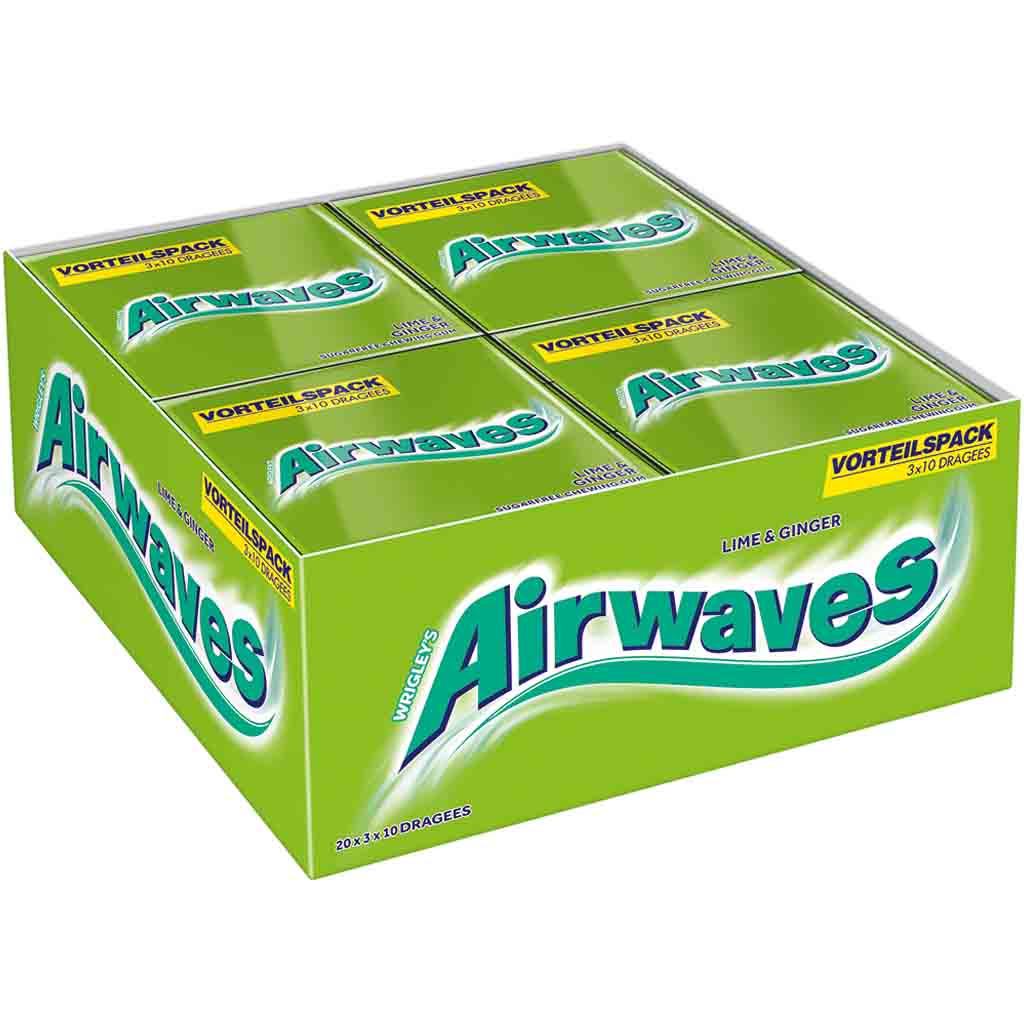 Wrigleys Airwaves Lime & Ginger 20x 3er Packs á 30 Dragees MHD:27.10.25