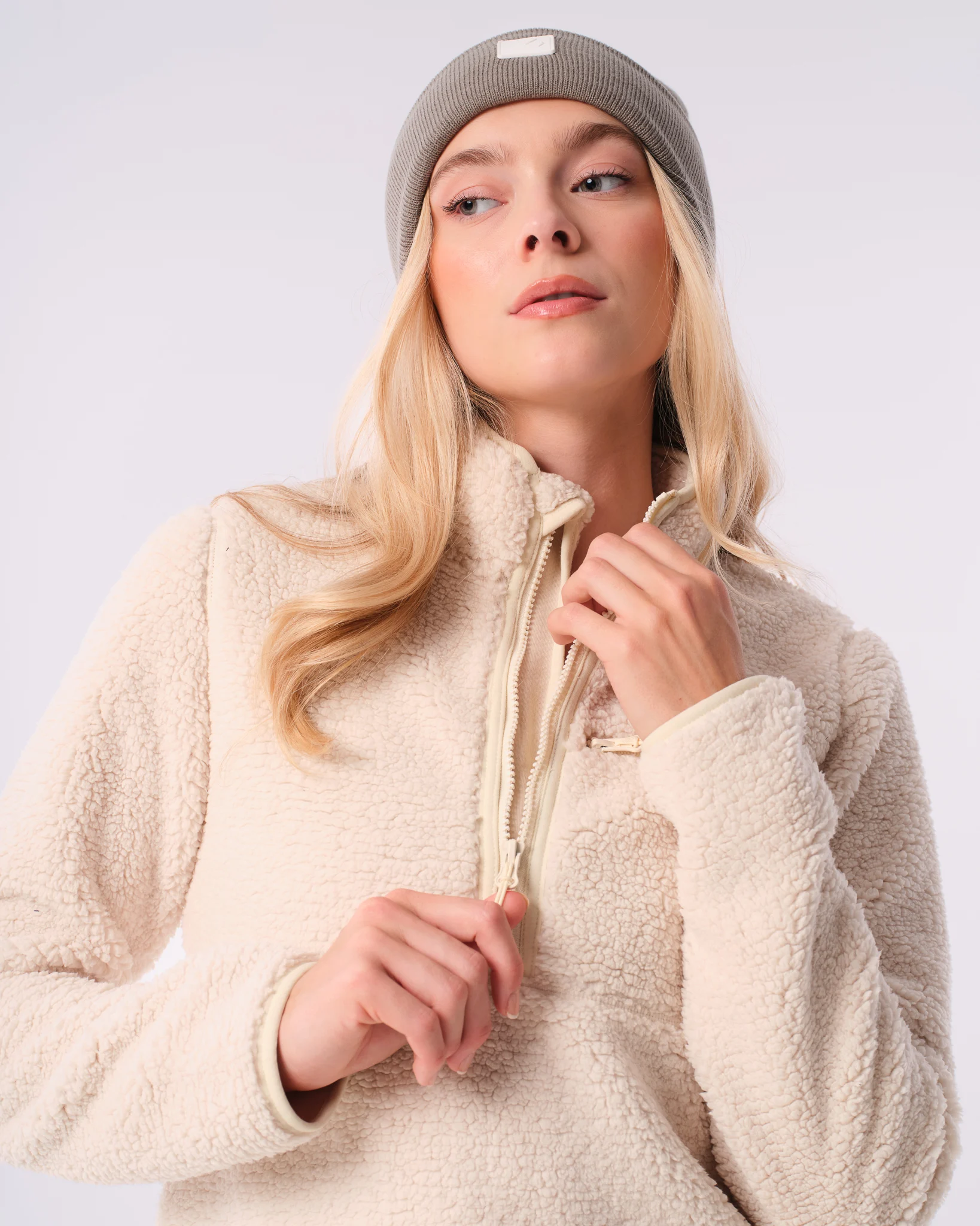 LEVITY Versatile 1\2 Zip Pile Sweater Off White