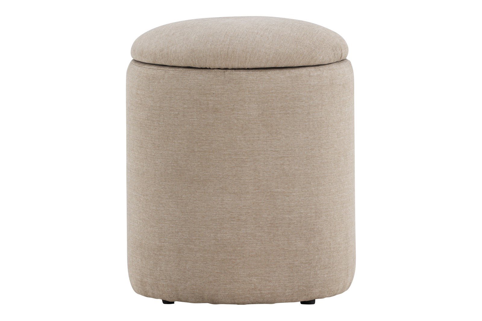 Limpen pall Ø32cm. Tekstil Beige. Med oppbevaring.