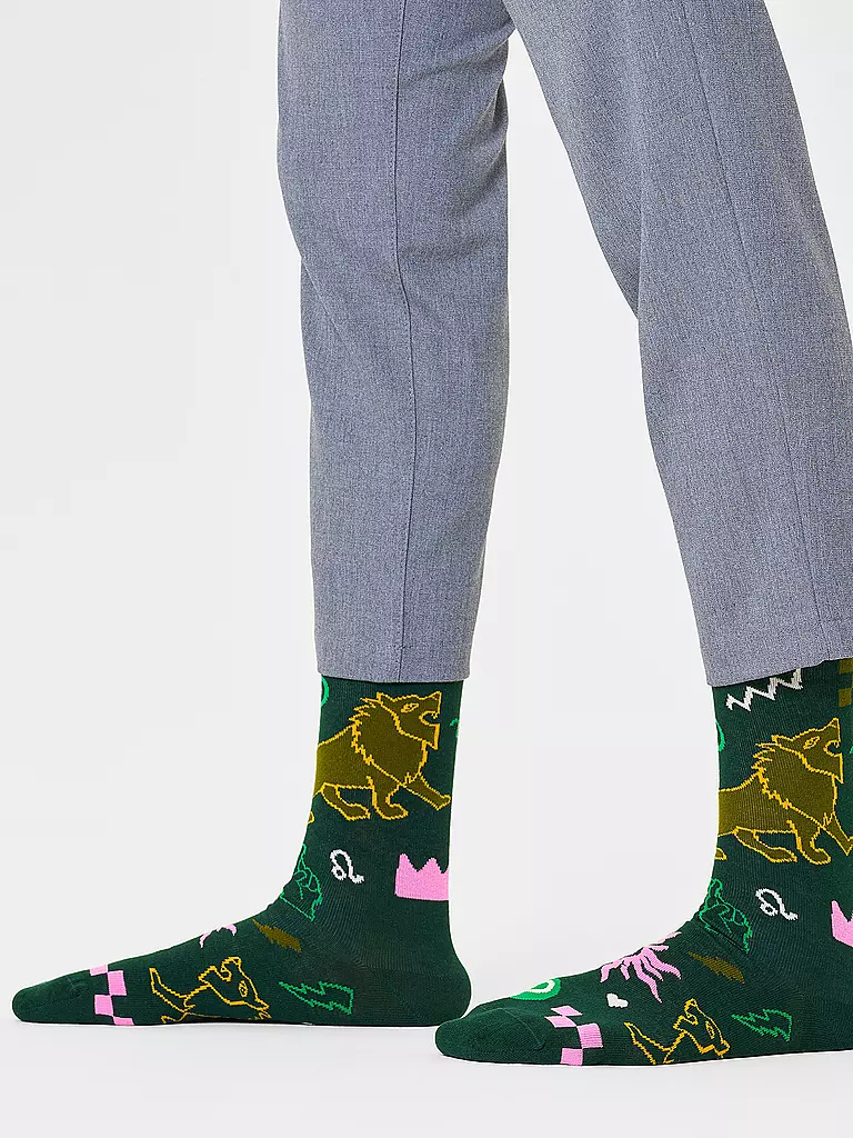 HAPPY SOCKS Herren Socken LÖWE 41-46 orange dunkelgrün
