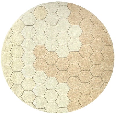 Lorena Canals  Vaskbart Gulvteppe Rund Honeycomb, Gullfarget