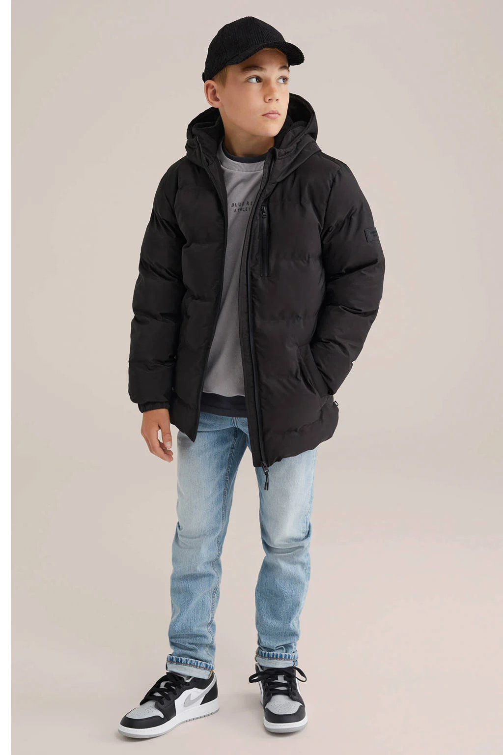 WE Fashion Blue Ridge gewatteerde jas zwart