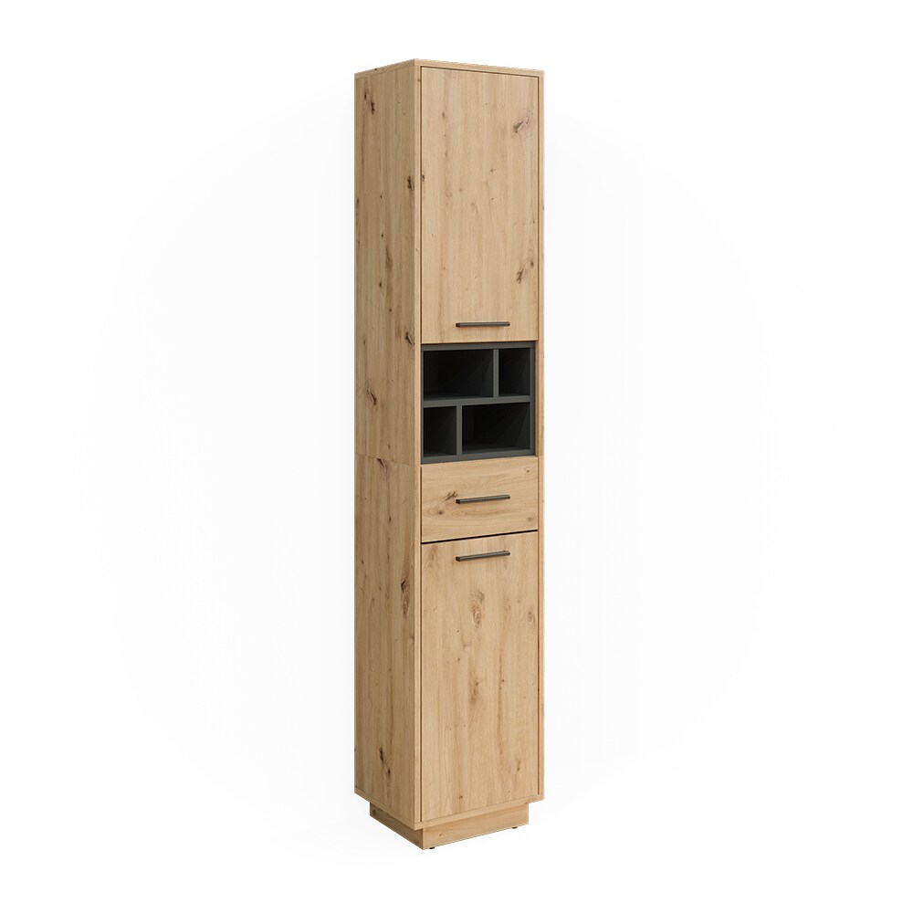 Vicco Hochschrank Badschrank Badezimmermöbel Beatrice Eiche Anthrazit modern 38x190 cm Badkommode Badezimmer Schrank Badmöbel Schranktür Schrankfach