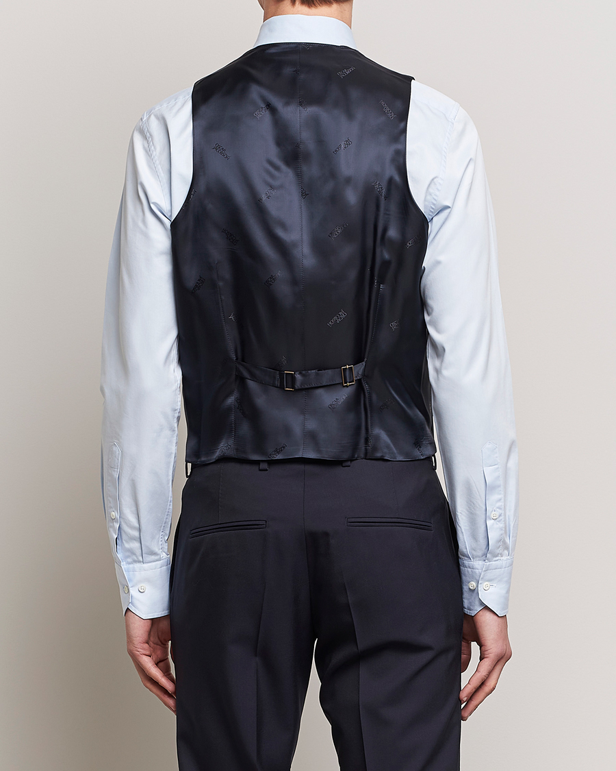 Oscar Jacobson Carlo Wool Waistcoat Navy