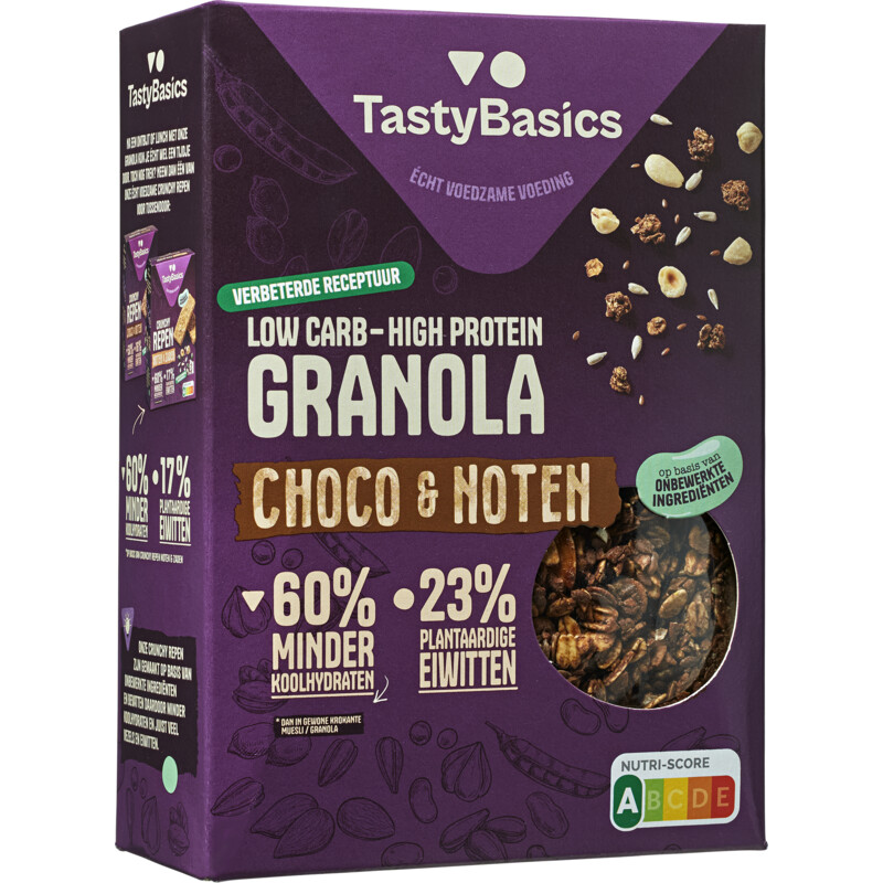 TastyBasics Low carb-high protein granola choco