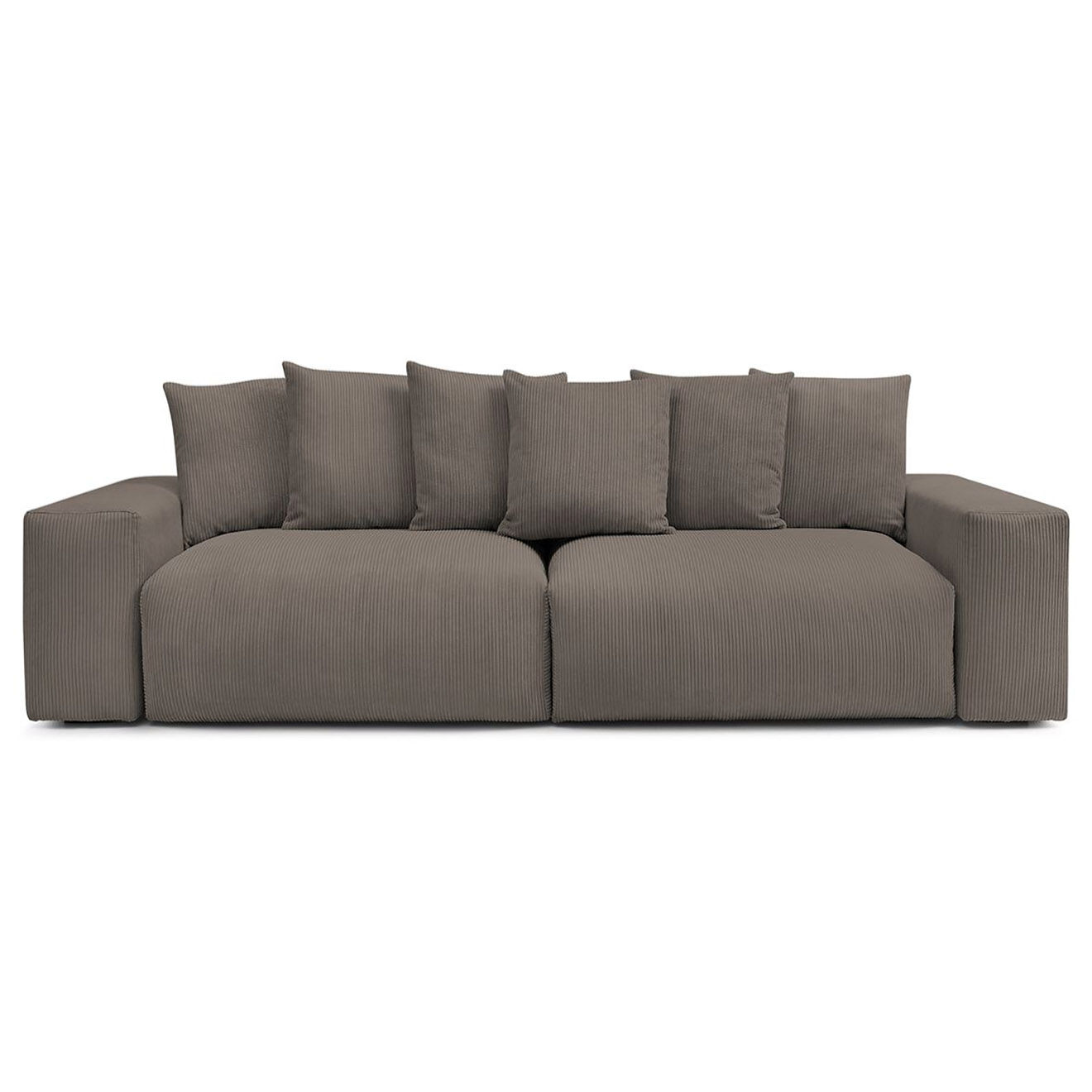 Bobochic Canapé 4 places moelleux voltaire velours côtelé taupe - 320x124x75 cm