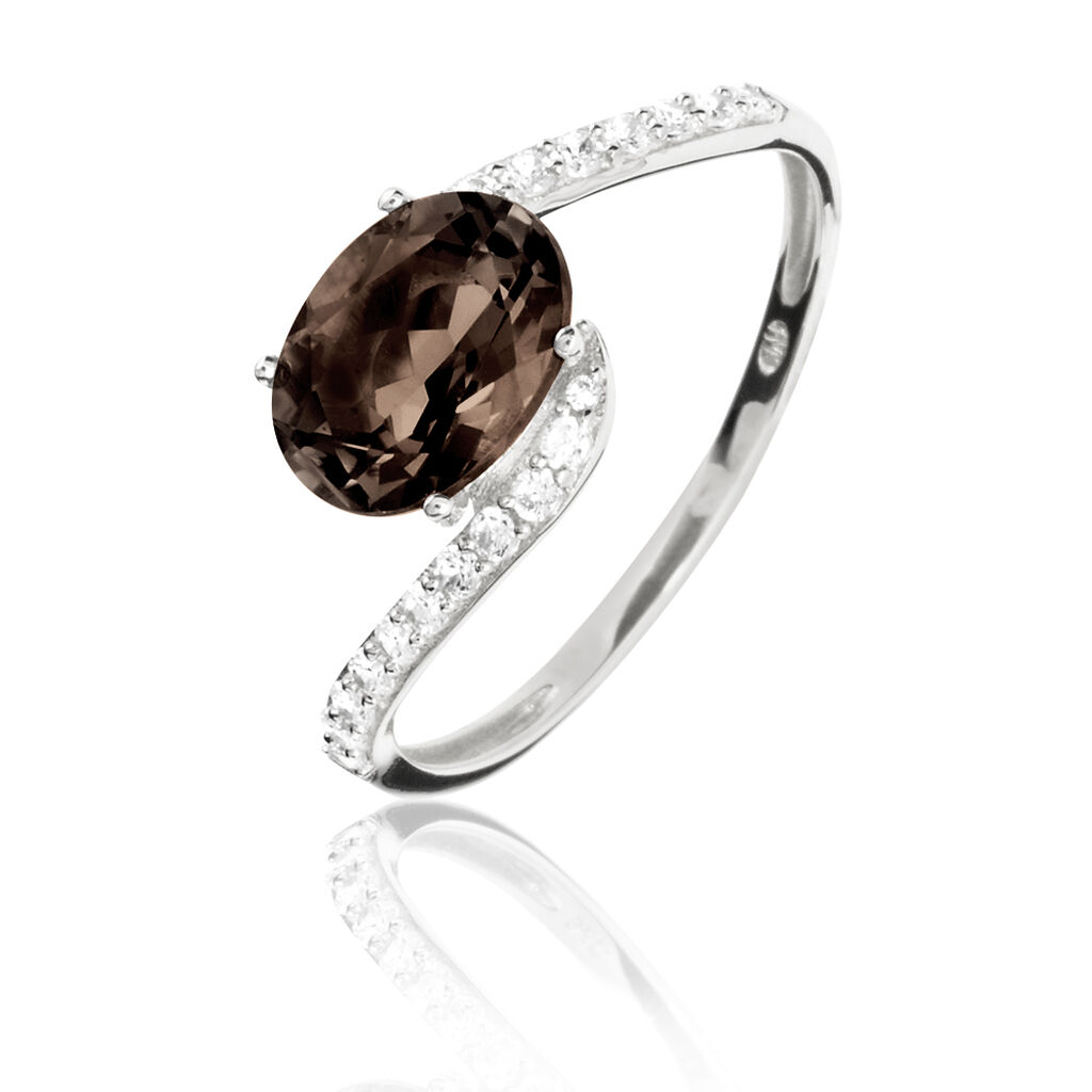 Bague Loriane Or Blanc Quartz Et Oxyde De Zirconium