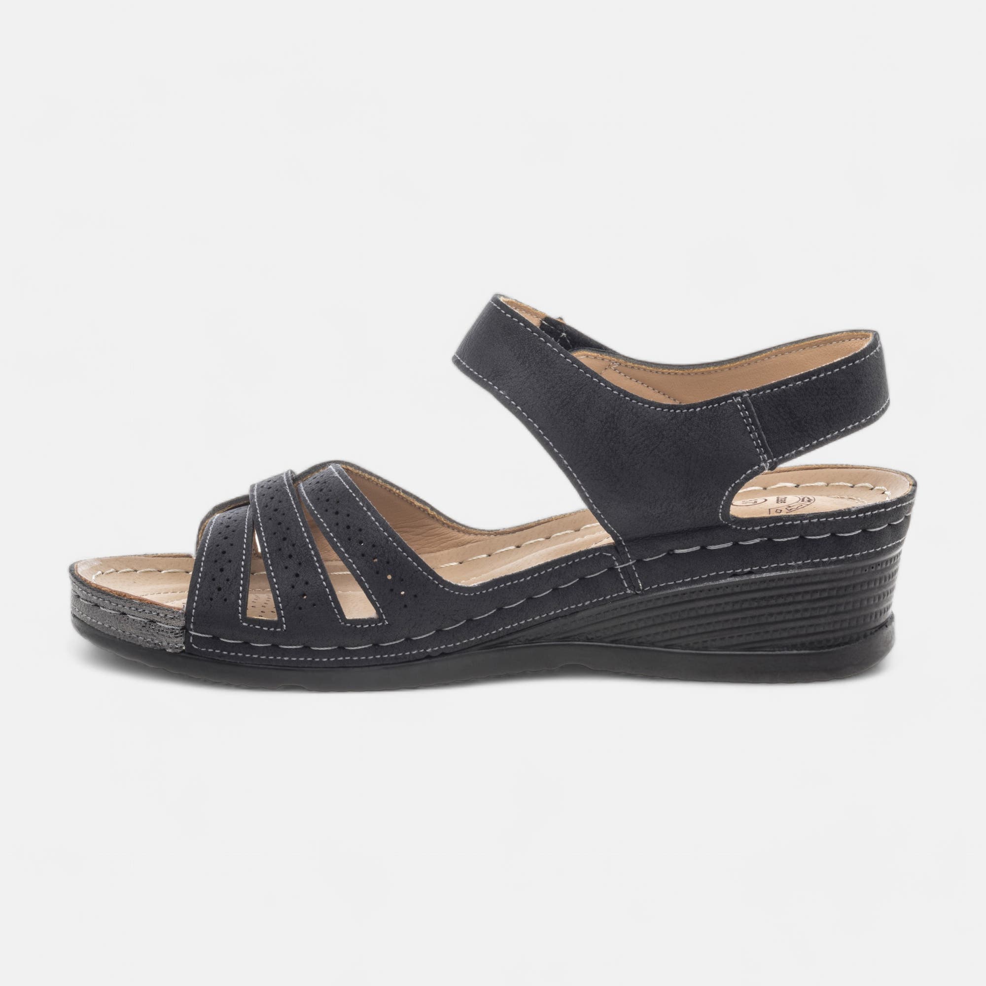 Sandales à talon compensé Femme noir
