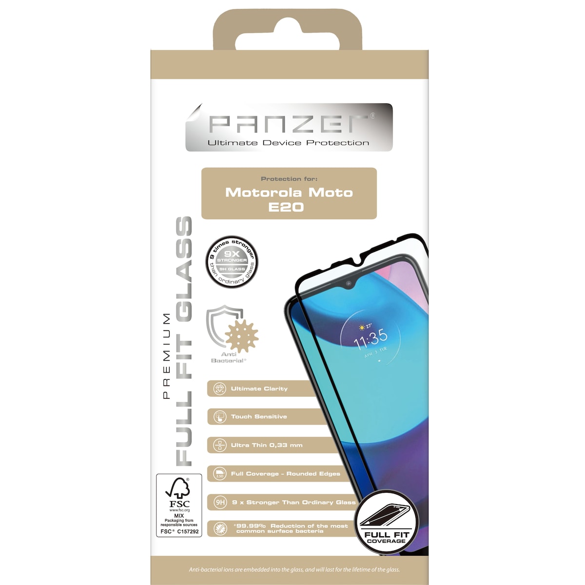 Panzer Full Fit Motorola E20 skjermbeskytter