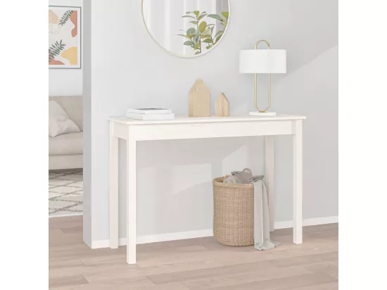 Table console Blanc 110x40x75 cm Bois massif de pin