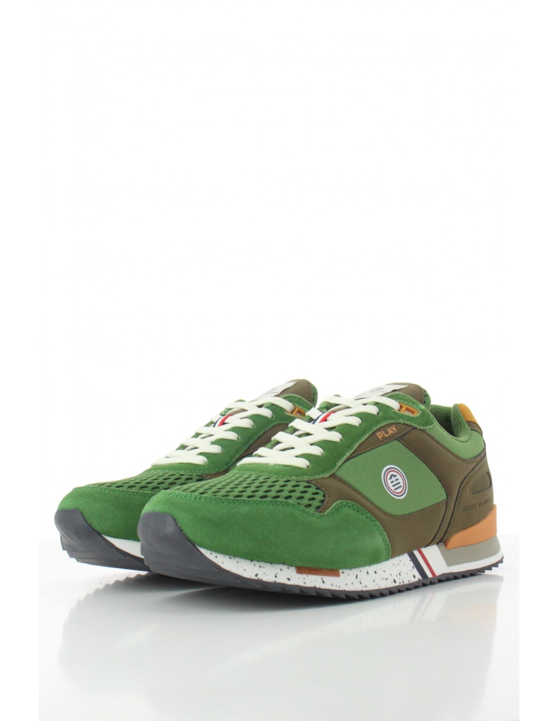 serge blanco Baskets De Ville Homme Chamonix Vert/Orange/Marron