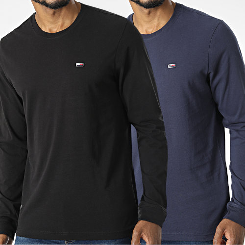 Lot De 2 Tee Shirts Manches Longues 3228 Noir Bleu Marine
