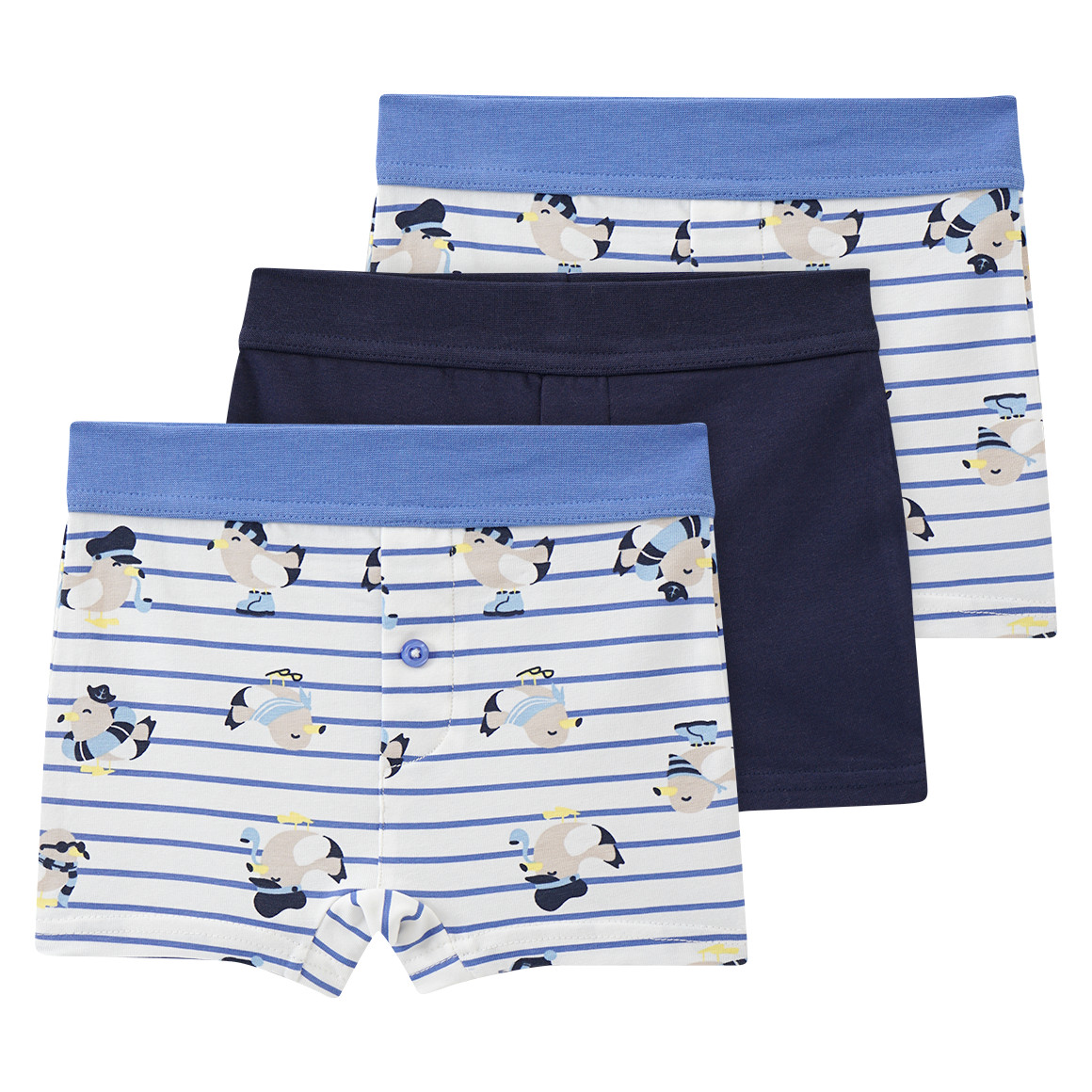 Topomini 3 Baby Boxer mit Möwen-Motiven weiss