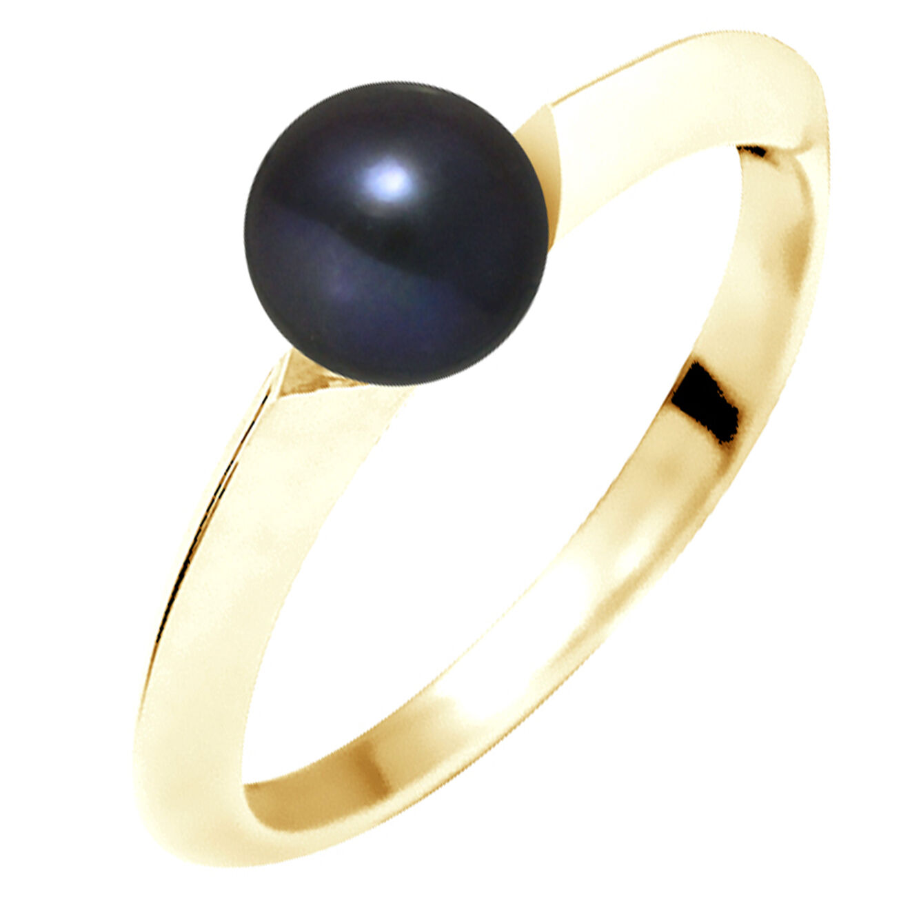 Mitzuko Bague Jonc Or Jaune Perle d'Eau Douce noire