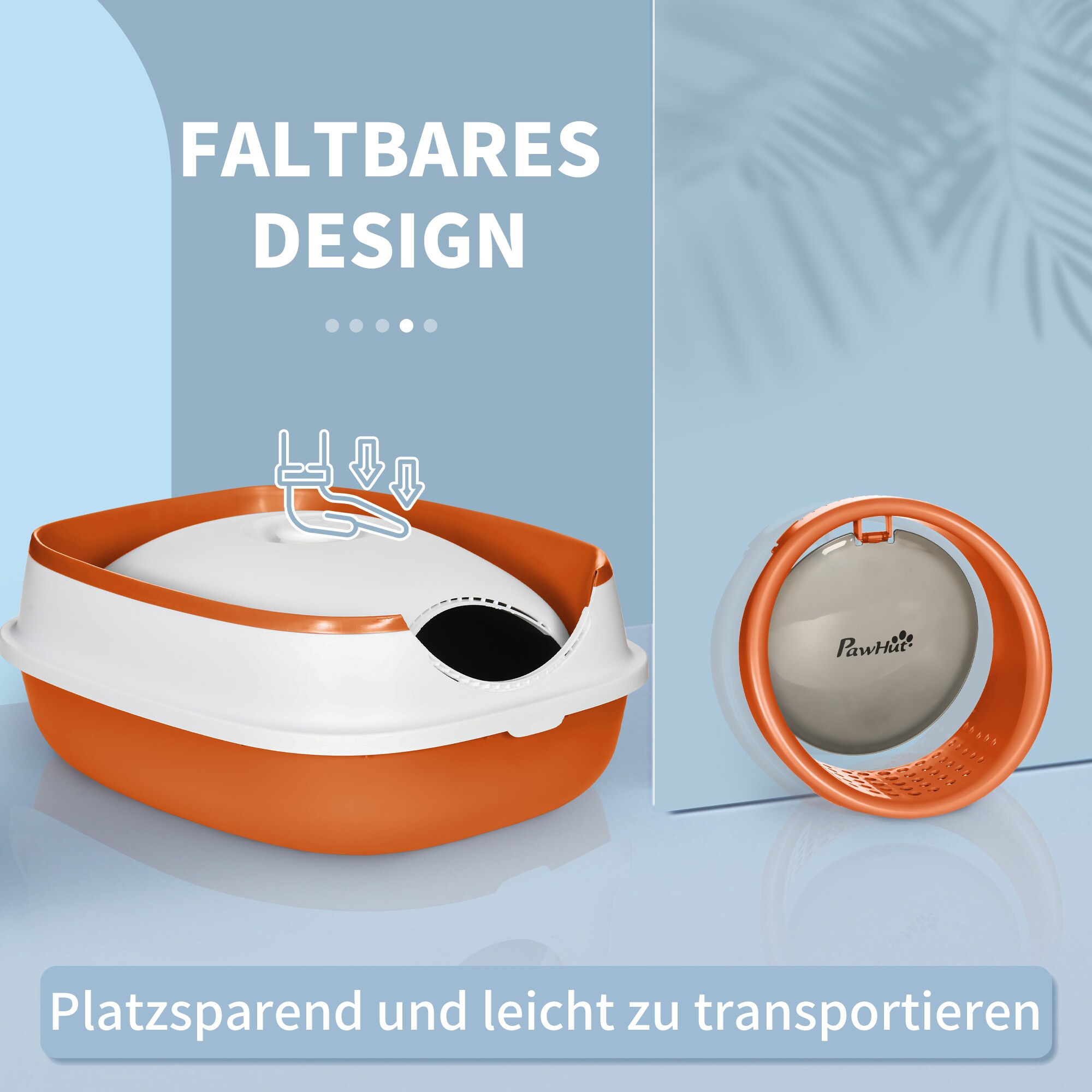 PawHut Katzenklo mit Schaufel weiß, grau 52L x 41B x 38H cm