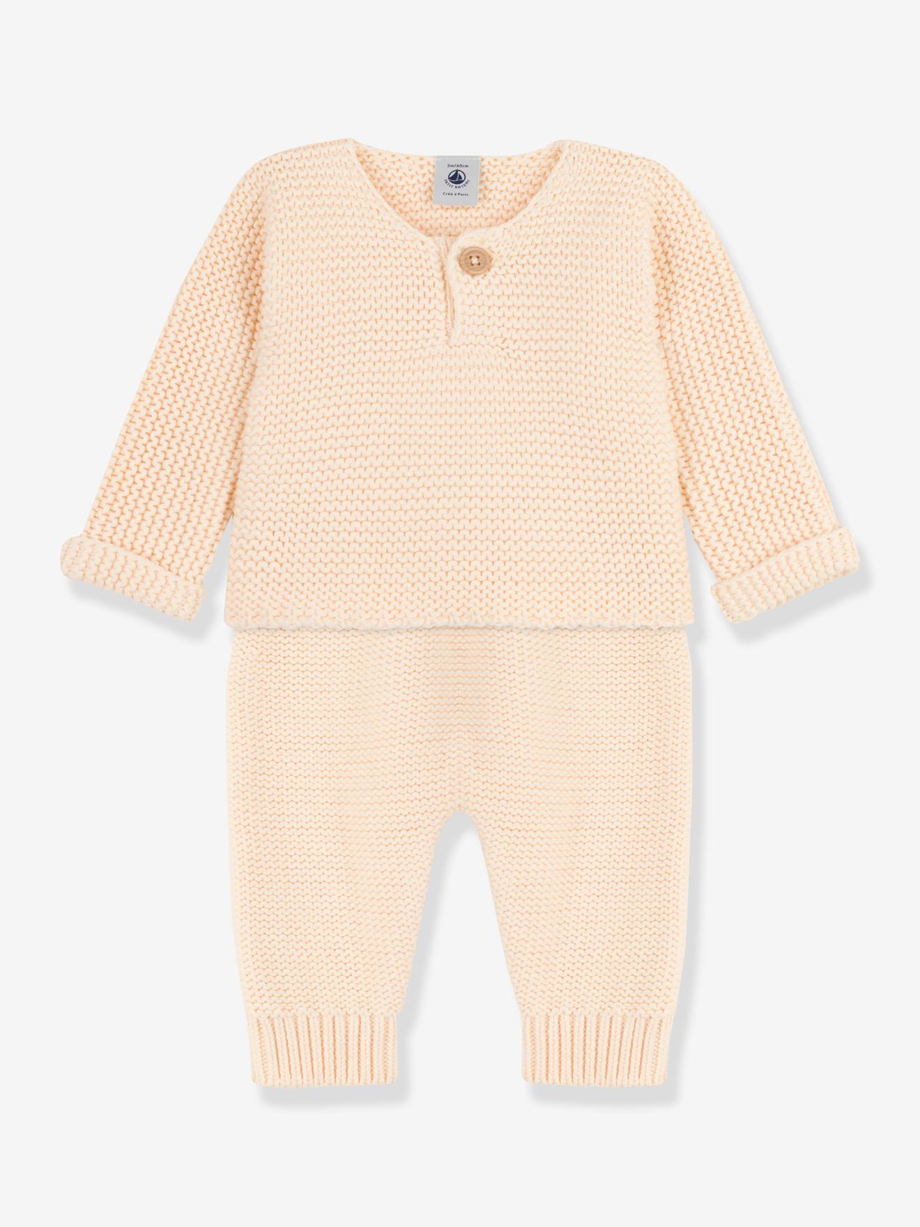Conjunto de malha de algodão orgânico branco PETIT BATEAU de duas peças