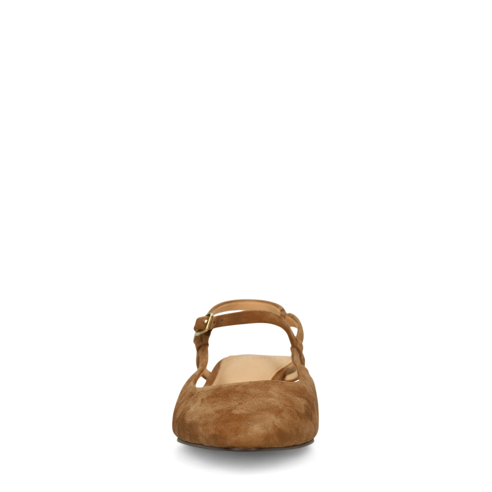 Cognac suède slingbacks met kittenheel
