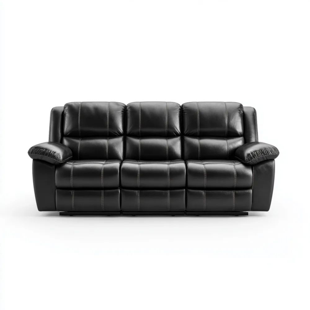 3-Sitzer-Sofa Kunstleder 198x90x100 cm – Schwarz – Modernes Design