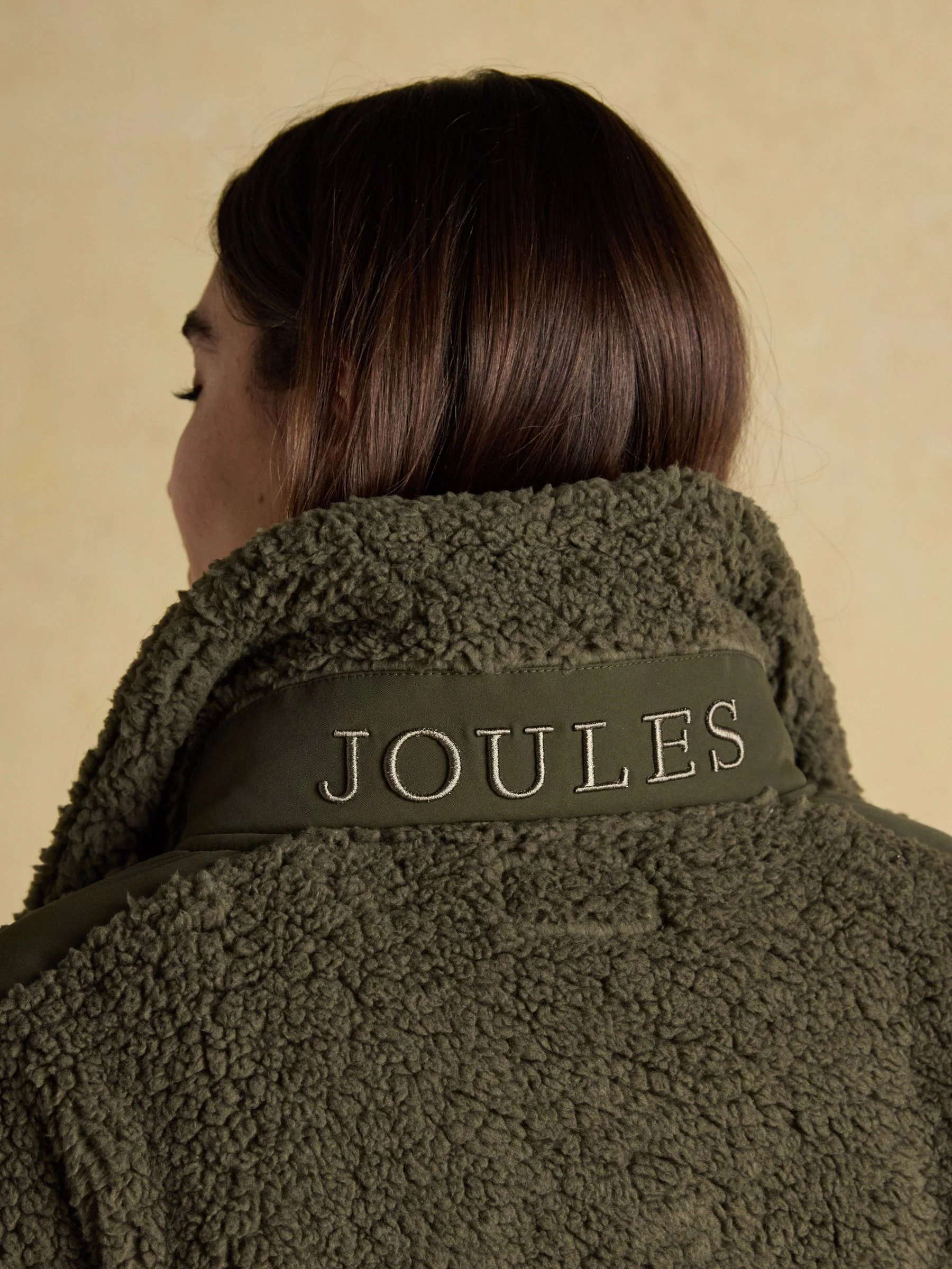 Kakigroen - Joules Tilly Borg fleece met kwartrits
