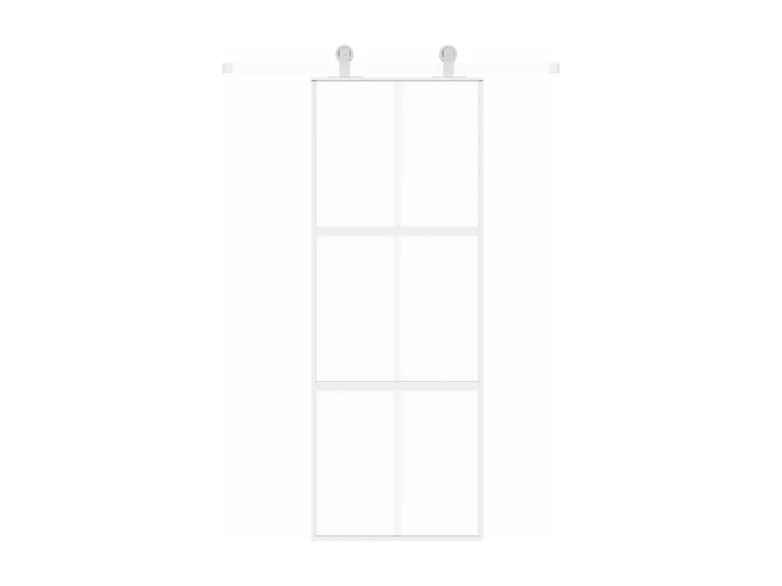 Porte coulissante blanc 76x205 cm verre trempé aluminium