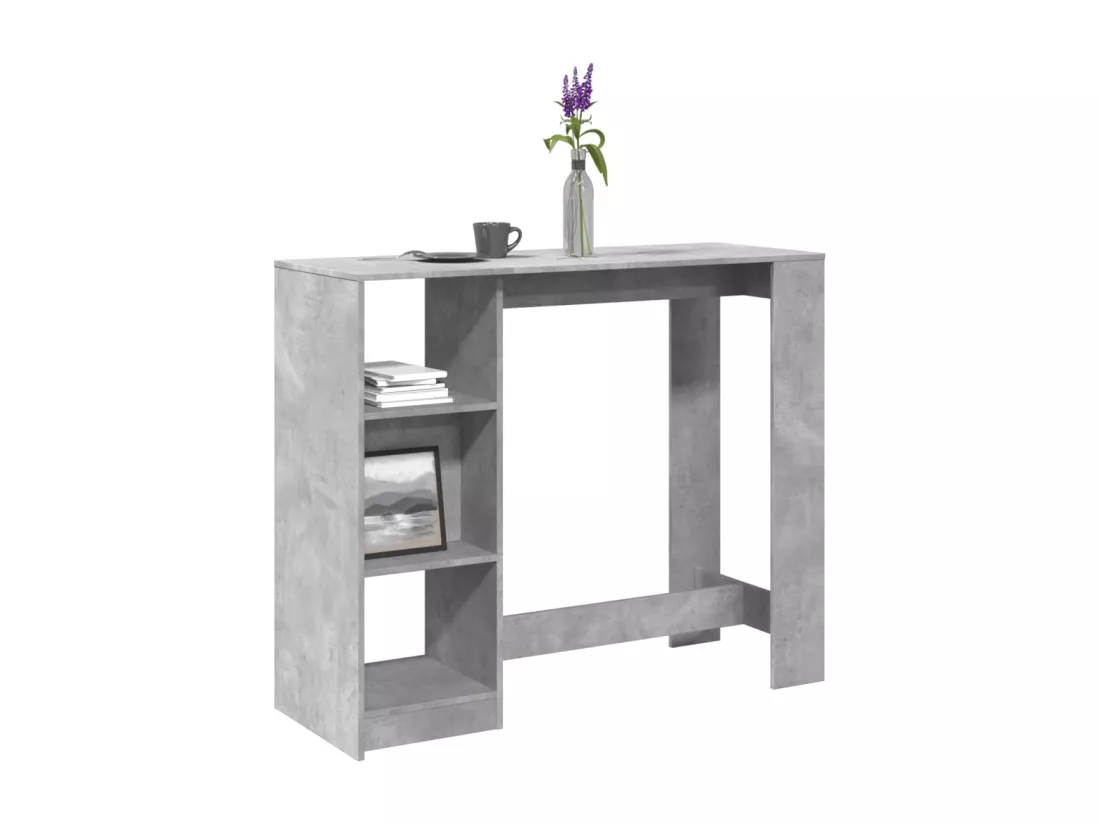 Table de bar avec étagère gris béton bois d'ingénierie