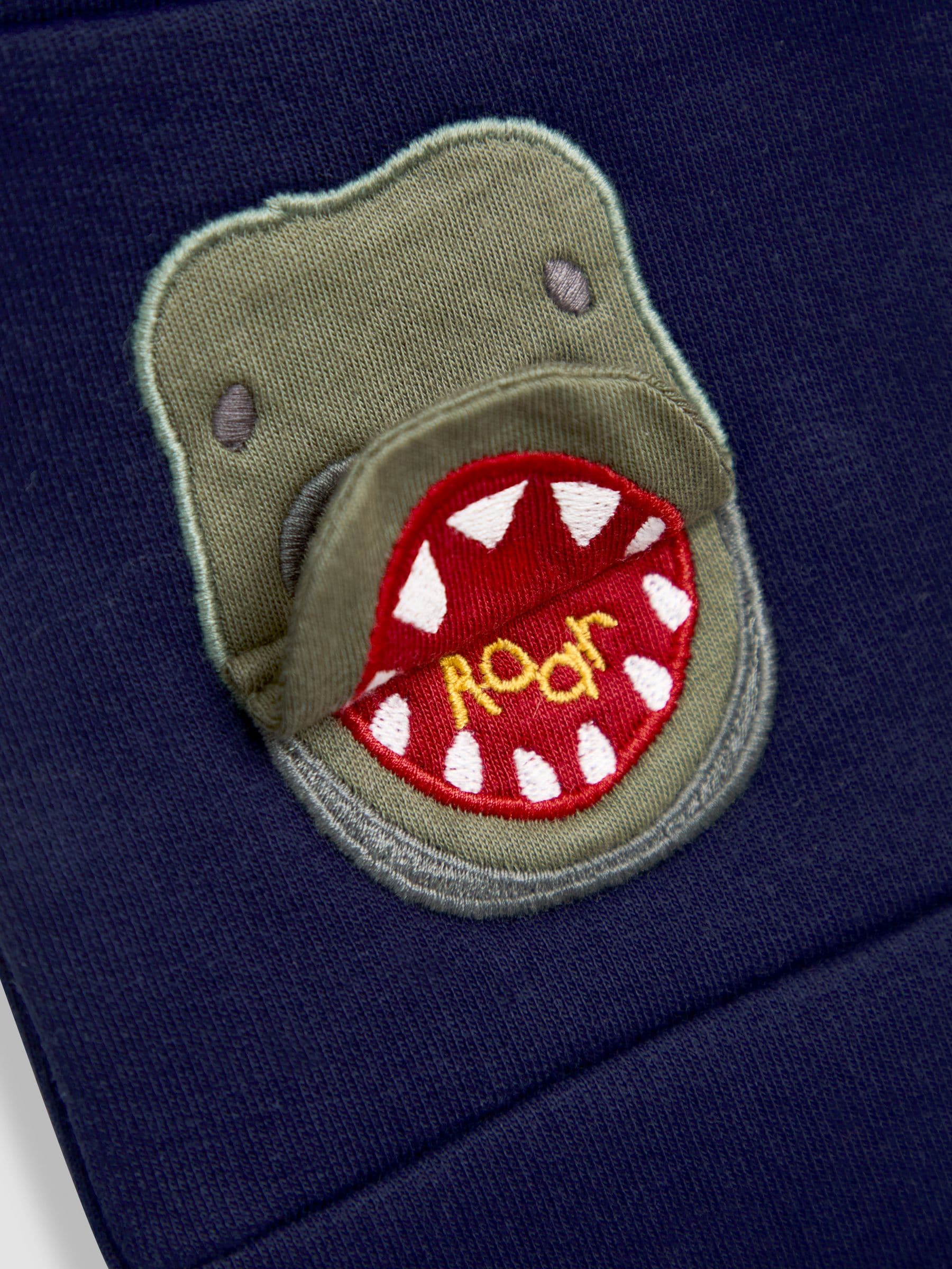 Blauw T-Rex - JoJo Maman Bébé 2-Pack Appliqué Knie & Effen Joggingbroeken