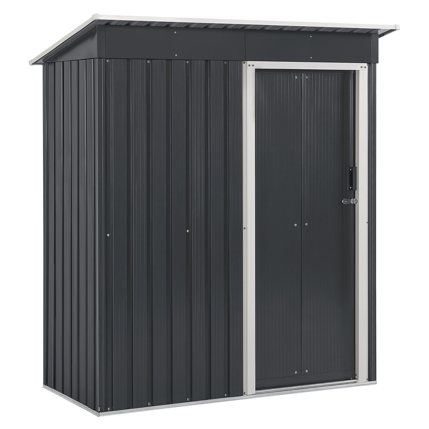 Juskys Metall Gerätehaus Geräteschuppen S - Pultdach, Schiebetür & Fundamentrahmen 1 m² anthrazit