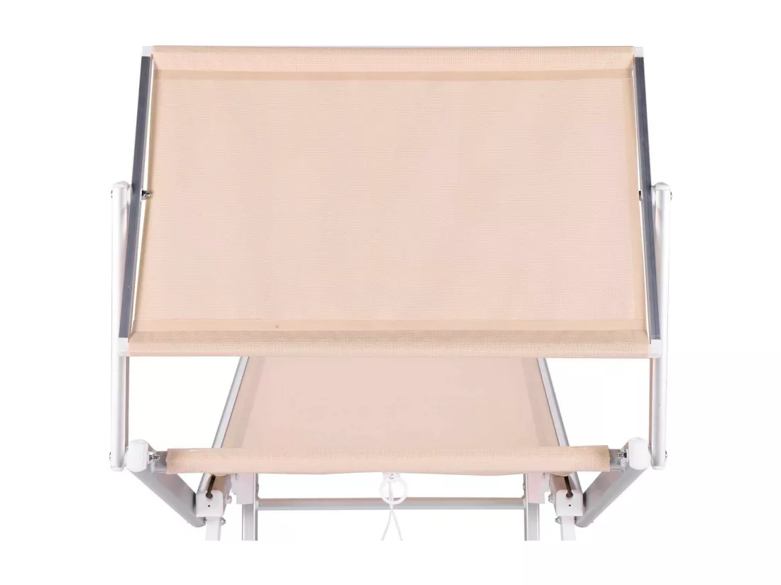 Chaise Longue Rebecca Mobili Jambul 38x186x61 Aluminium Polyester Beige Moderne