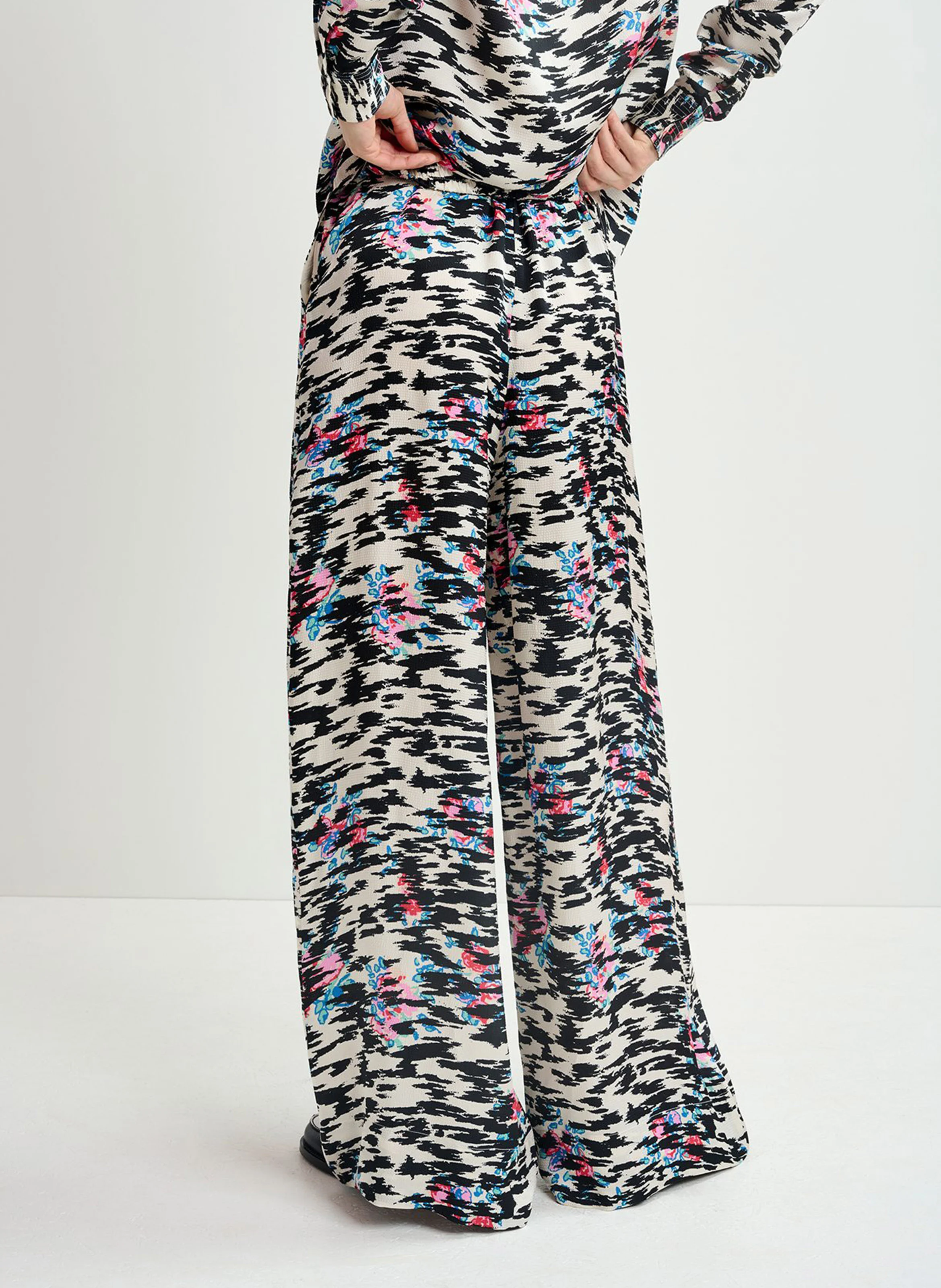 HELENA - Pantalon large taille haute | Blanc