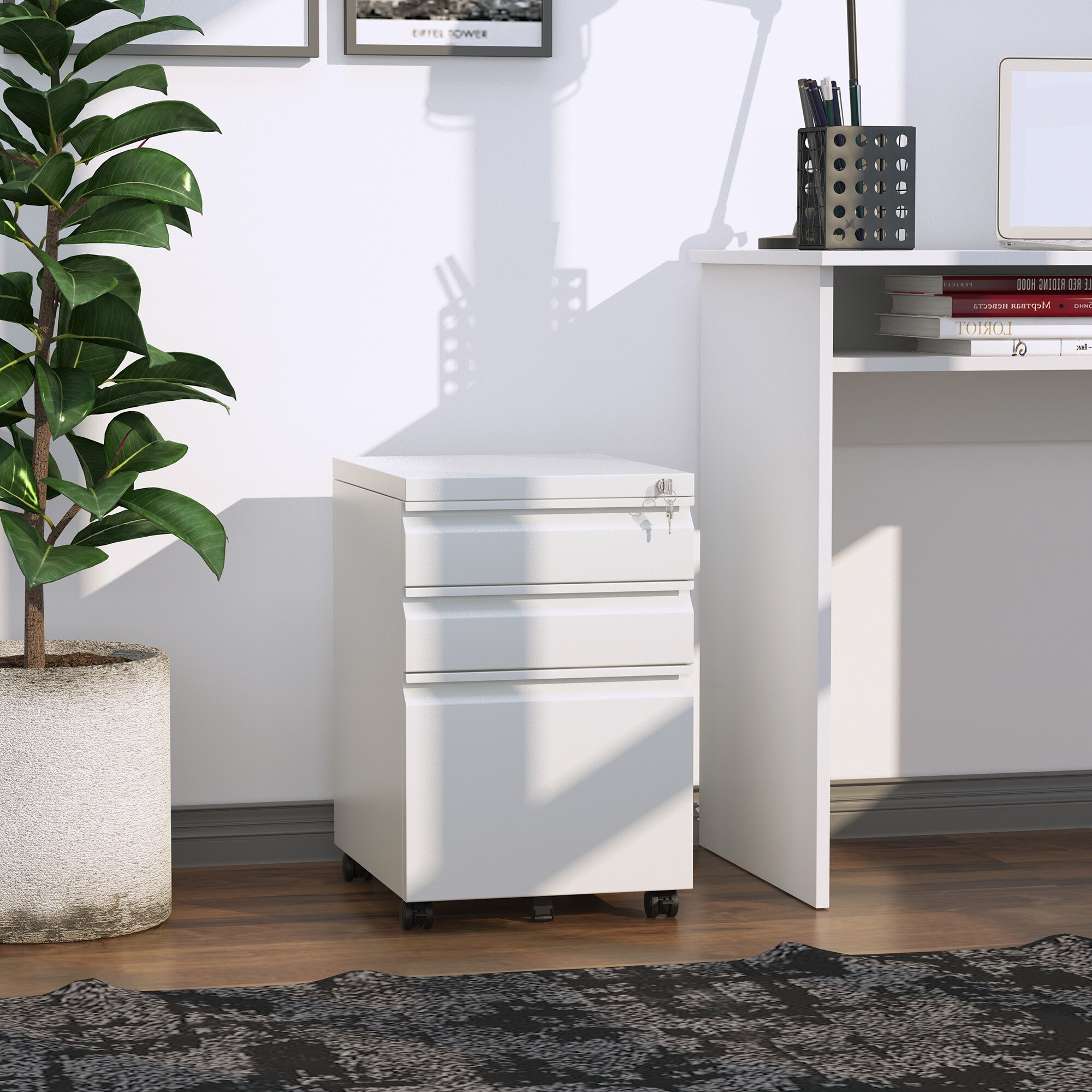 Vinsetto Rollcontainer mit Schubladen und Ablagefläche 39 x 48 x 60 cm (BxTxH)