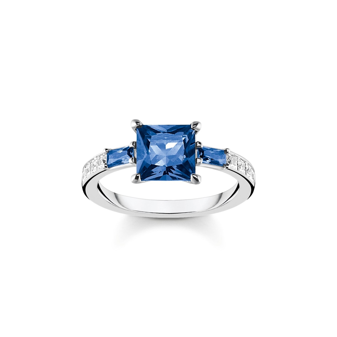 Thomas Sabo Ring mit blauen und weissen Steinen silber