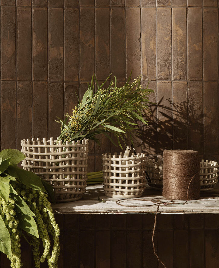 ferm LIVING Ceramic Basket - Small - Cashmere Cashmere