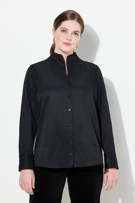 Bluse, Oxford-Gewebe, Kelchkragen, Langarm