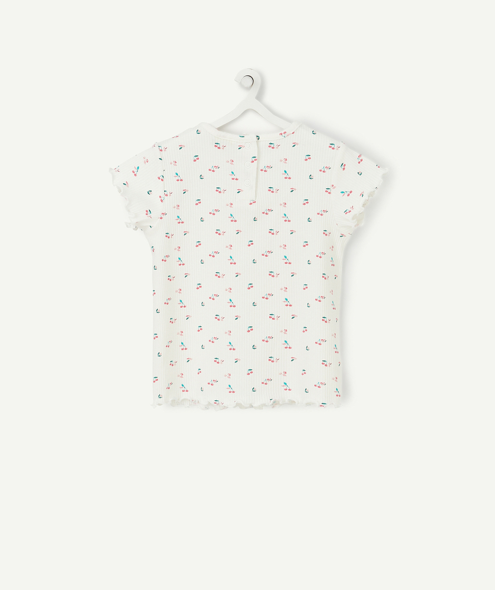 LE T-SHIRT BLANC EN COTON BIOLOGIQUE AVEC IMPRIMÉ CERISES