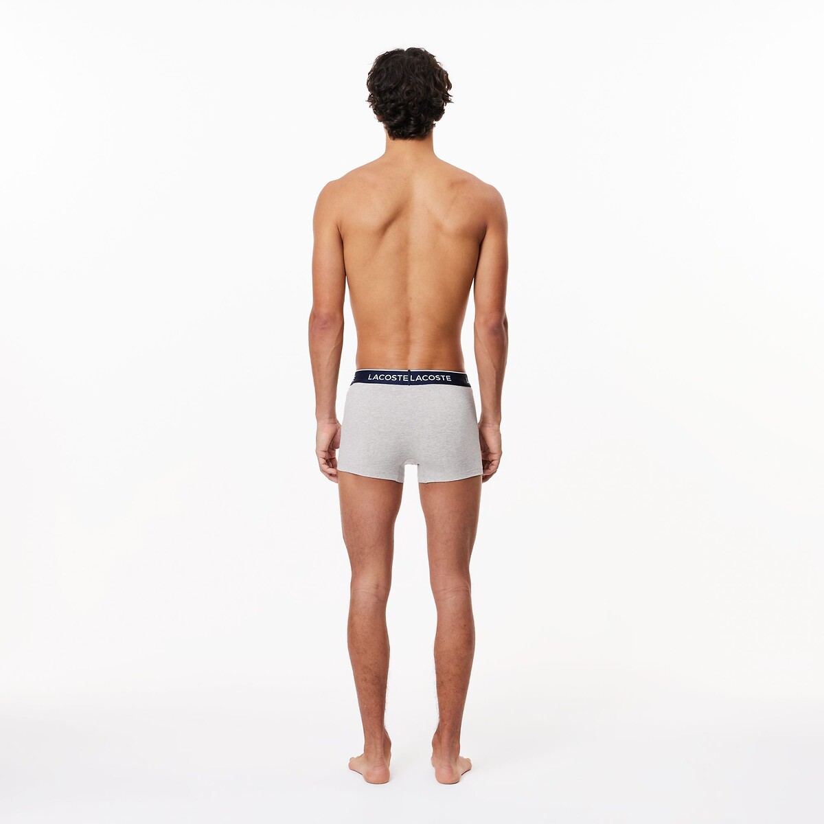 LACOSTE<br>Conjunto de 3 cuecas boxer lisas, algodão elástico
