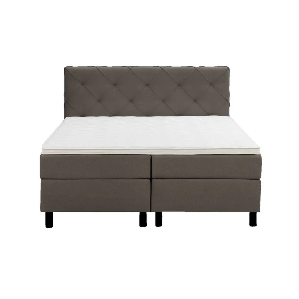 Boxspring Liv geruit - donkerbruin - 160x200 cm - ronde poot