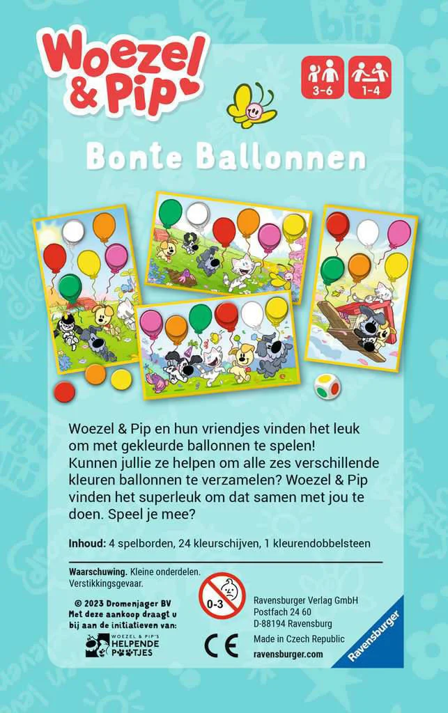 Ravensburger Woezel & Pip bonte ballonnen - Pocketspel